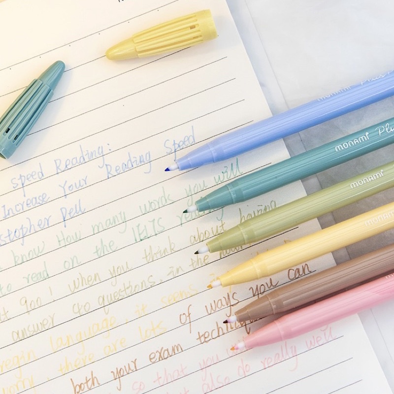 Bút nước ngòi lông Monami tông màu pastel nhẹ nhàng có thể viết calligraphy