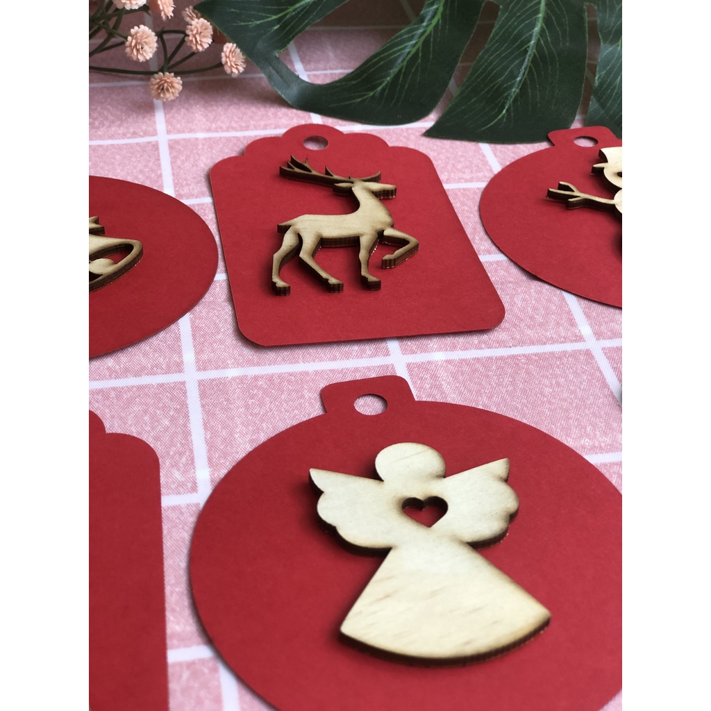 Tag gỗ mộc treo cây thông NOEL