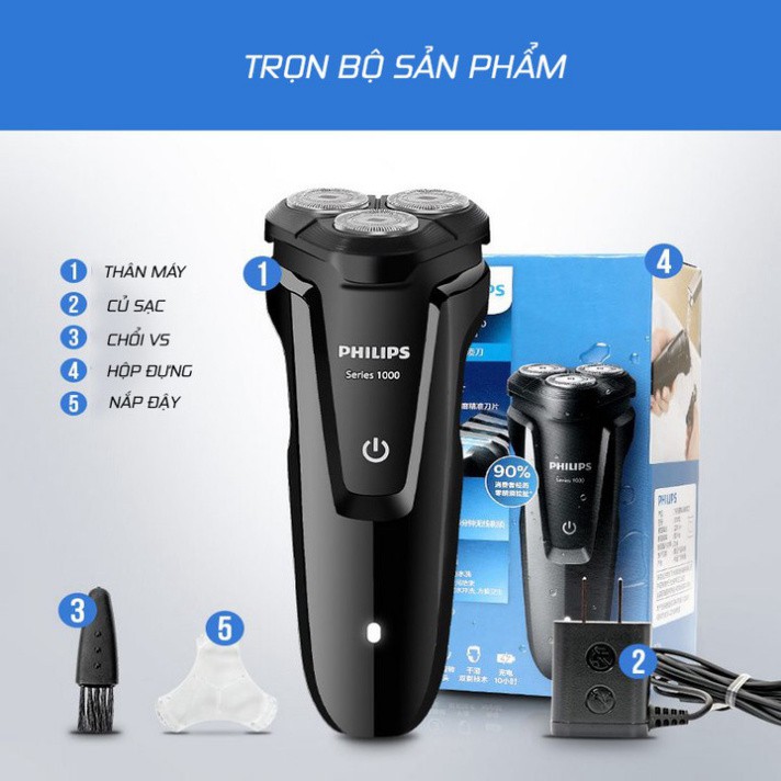 Sản Phẩm Máy cạo râu 3 lưỡi thương hiệu cao cấp Philips S1010- Bảo hành chính hãng 24 tháng .