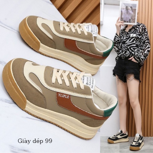 Giày nữ thể thao -  Sneakers nữ đen và nâu đế cao mẫu năng động, trẻ trung hottrend 2021 đẹp, mới , xinh xắn | BigBuy360 - bigbuy360.vn