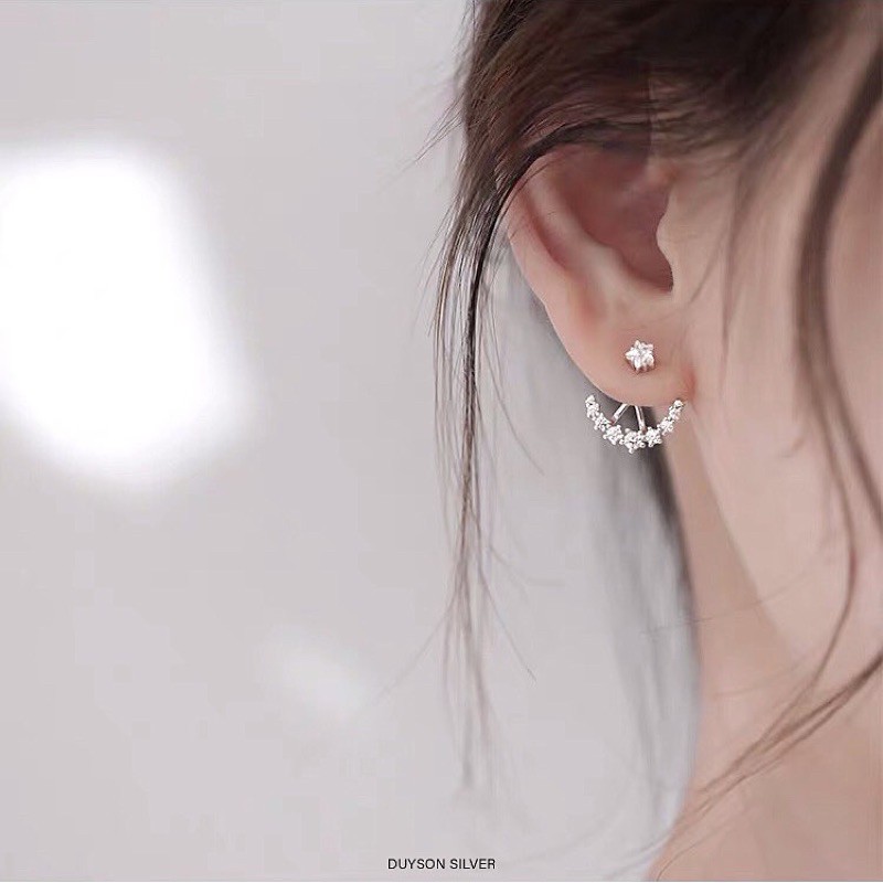 Khuyên tai Smile lấp lánh bạc Ý 925 mạ vàng trắng cao cấp DUYSON SILVER [KNXK46]