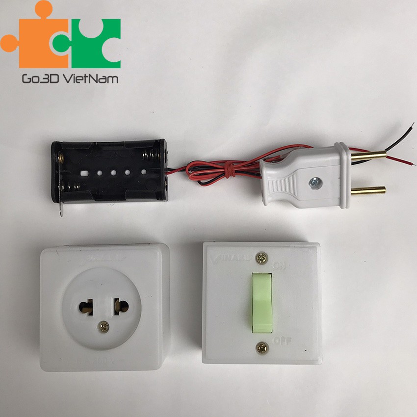 Phụ kiện làm bảng busy board- Trọn bộ đèn led - Đế pin - Công tắc- Ổ cắm