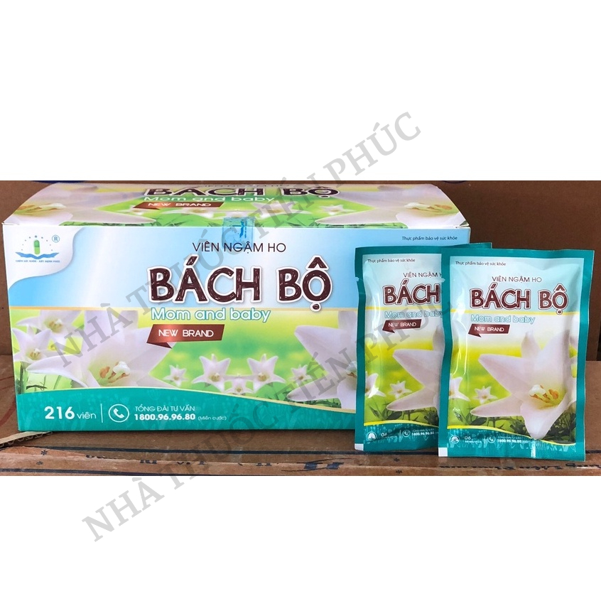 Viên ngậm ho BÁCH BỘ mom and baby giúp bổ phế, tiêu đờm, giảm ho, giảm đau họng, rát họng, ho khan
