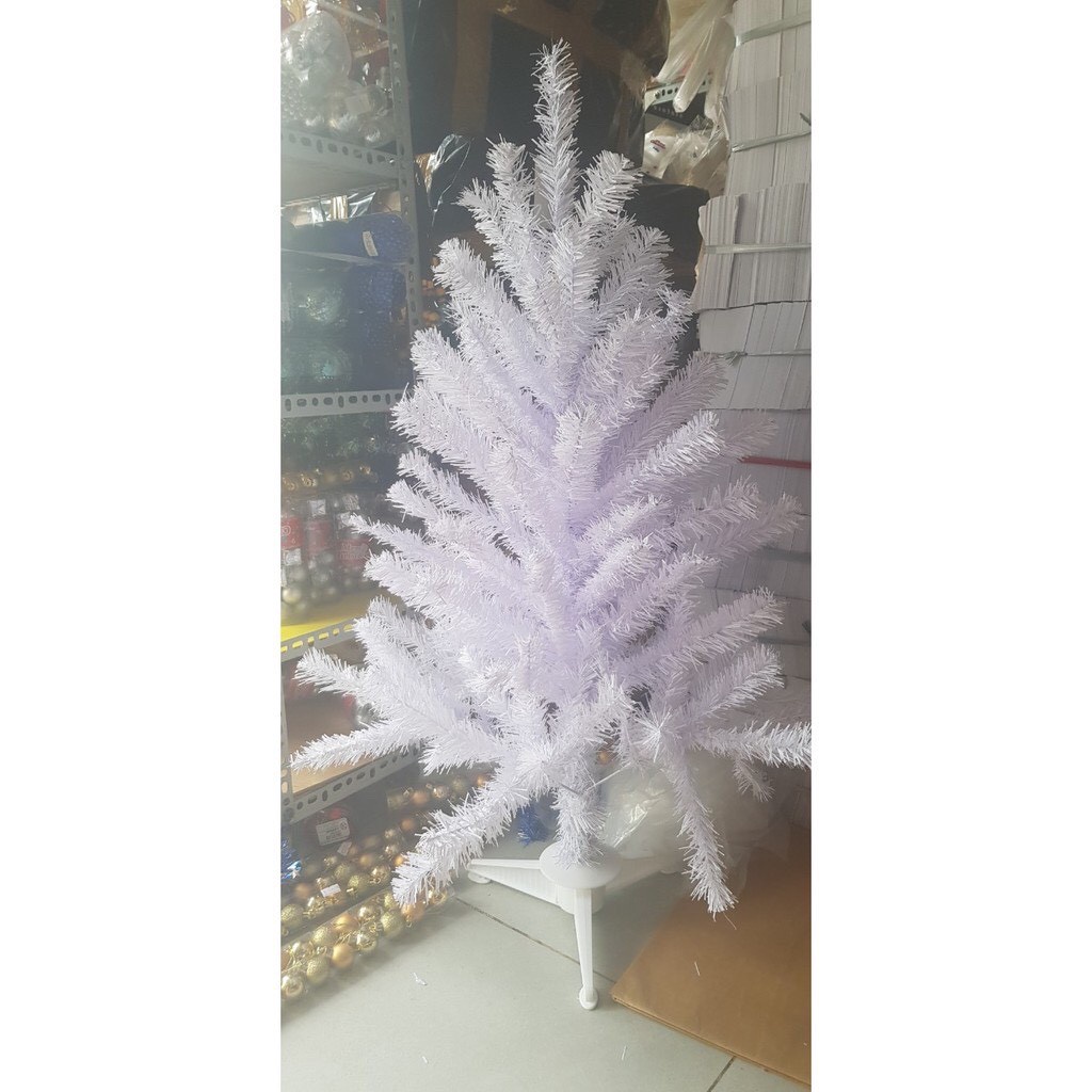 Cây Thông Noel Đầu Tròn Màu Trắng 1m2 Trang Trí Giáng Sinh Nhà thờ, Quán Ăn , Phòng Khách Kèm Ngôi Sao Đỉnh