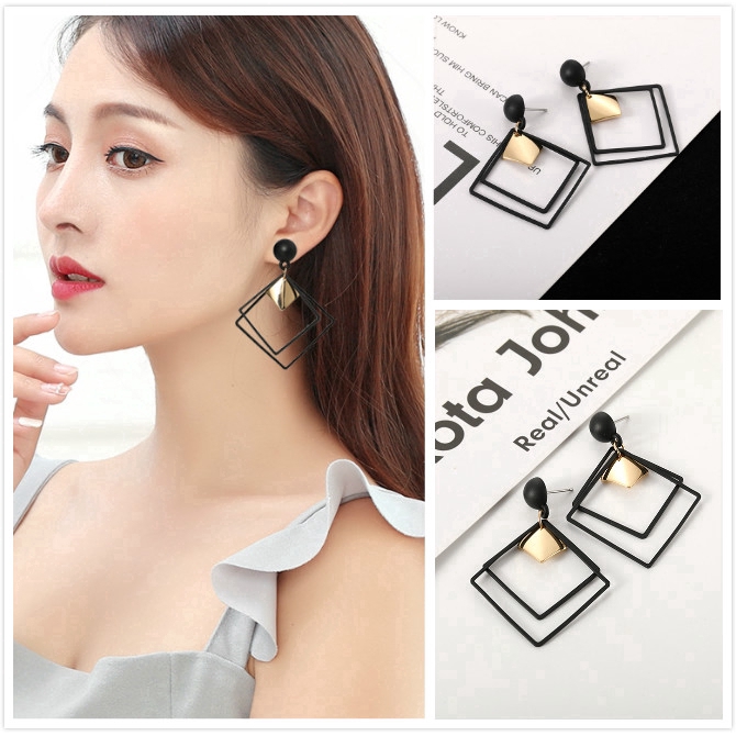 Korea Cool Diamond Long Personality Versatile Simple Silver Needle Stud Earrings
