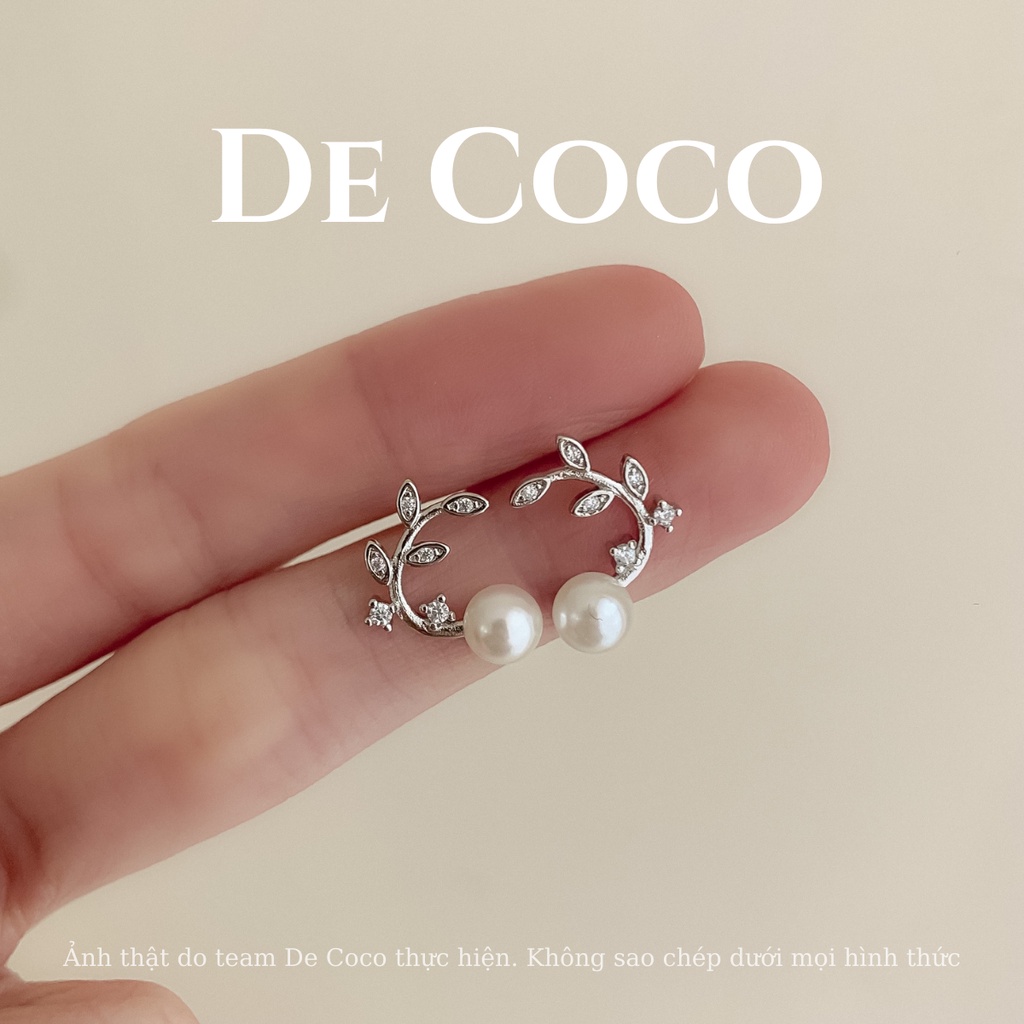 Khuyên tai bông tai lá cây Olive đính đá decoco.accessories