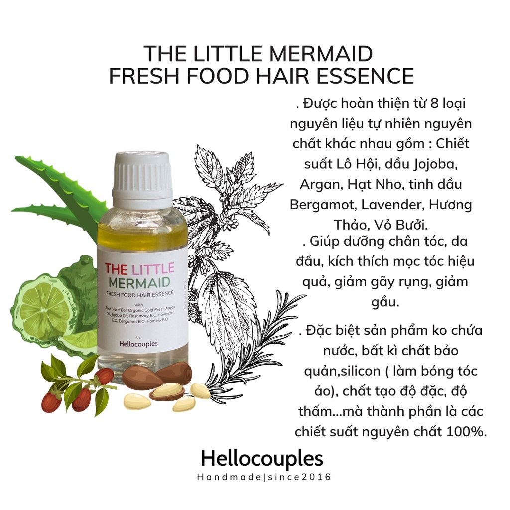 TINH CHẤT DƯỠNG MỌC TÓC THE LITTLE MERMAID FRESH FOOD HAIR ESSENCE Hellocouples Handmade