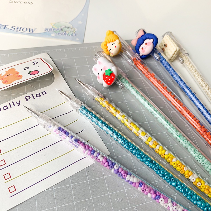 Dao Rọc Giấy Cắt Tỉa Sticker Dạng Bút  Có Đính Charm Hoặc Trơn Gấu Dâu