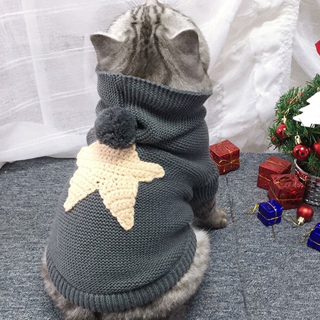 Áo len có mũ giữ ấm mùa đông thân thiện với da dành cho mèo cưng