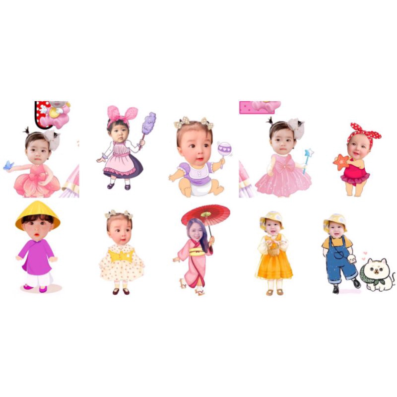 Chibi sinh nhật cho bé gái, thiết kế hình Chibi trang trí tiệc sinh nhật