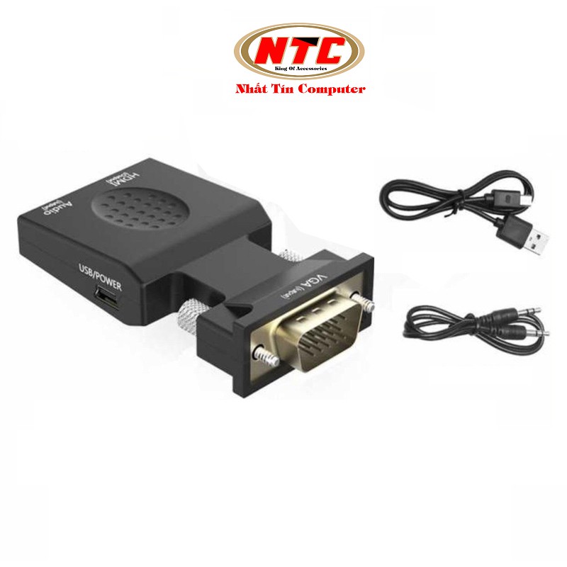 Đầu chuyển tín hiệu từ VGA sang HDMI VS hỗ trợ FullHD - tích hợp cổng âm thanh (Đen)