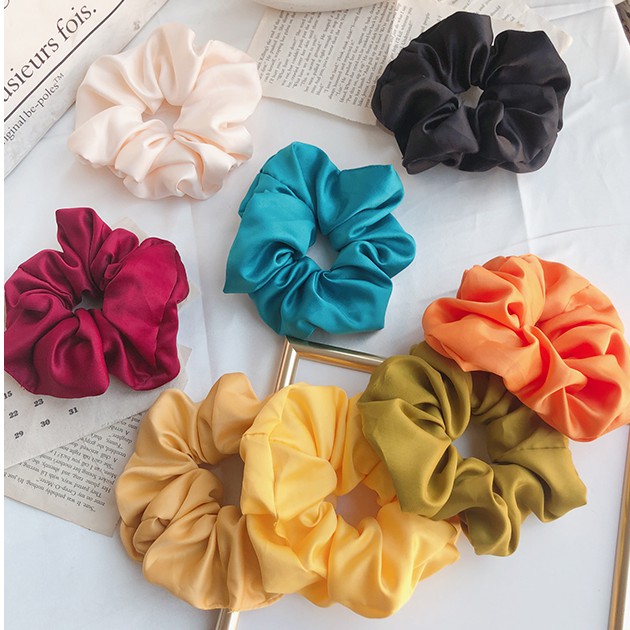 Dây Buộc Tóc Co Giãn Màu Trơn Xinh Xắn Cho Nữ