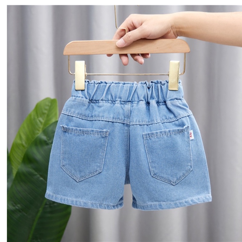 Quần Short Jean Lưng Thun Thời Trang Mùa Hè Dành Cho Bé 2-12 Tuổi