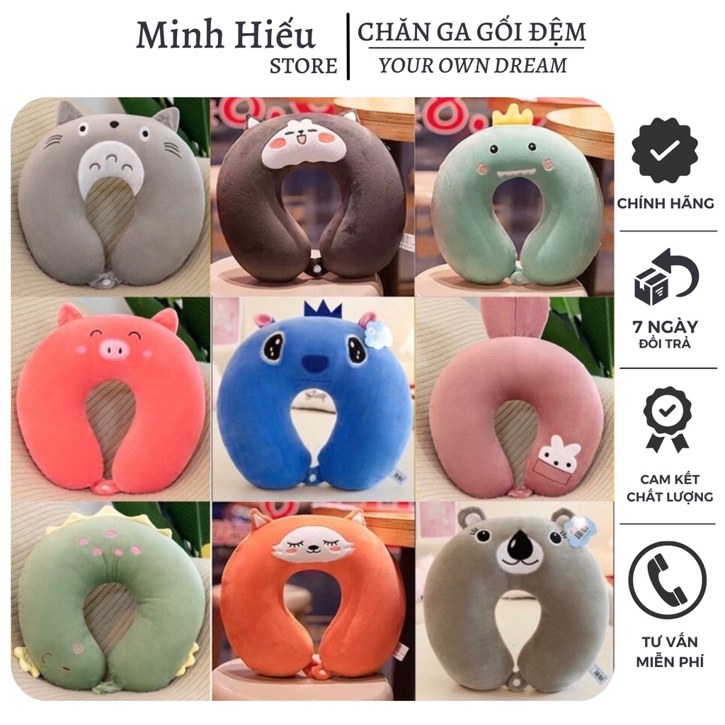 Gối chữ U kê cổ chống đau mỏi vai gáy dùng cho văn phòng, gối du lịch hình thú dễ thương được chọn mẫu