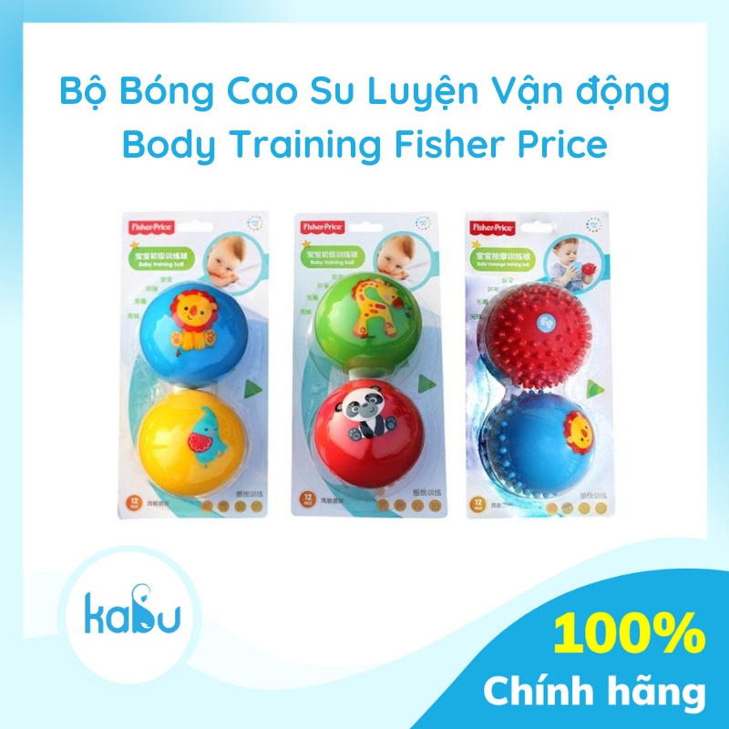KABU - Bộ 2 Bóng Cao Su Luyện Vận Động Body Traning Fisher Price | Bóng Gai Massage Kích Thích Giác Quan, Tập Cầm Nắm