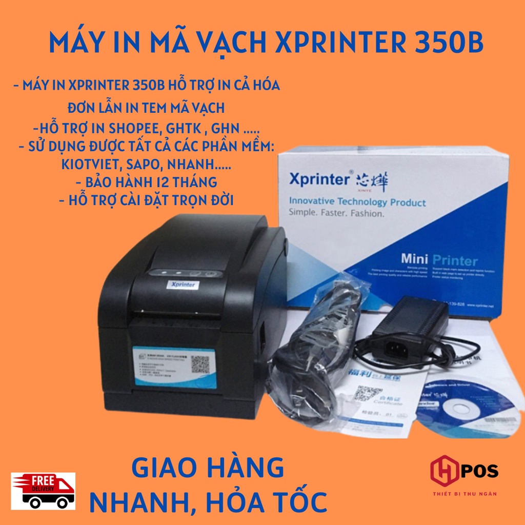 Máy in tem mã vạch, in hoá đơn Xprinter 350B New 2022