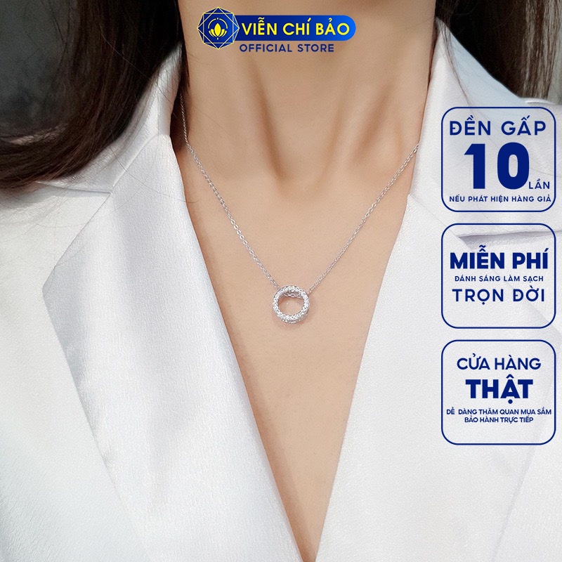 Dây chuyền bạc nữ mặt Donut đính đá chất liệu bạc 925 thời trang phụ kiện trang sức nữ Viễn Chí Bảo D400478