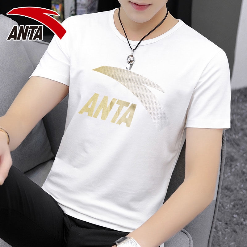 Anta short-sleeved men's T-shirt 2019 summer black and white round neck breathable half-sleeved official authentic new c