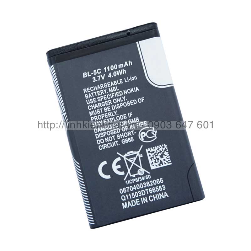 Pin Nokia 216 210 150 130 109 105 1280 1202 100 101 BL-5C 4.0Wh 1100mAh Zin - Hàng nhập Khẩu