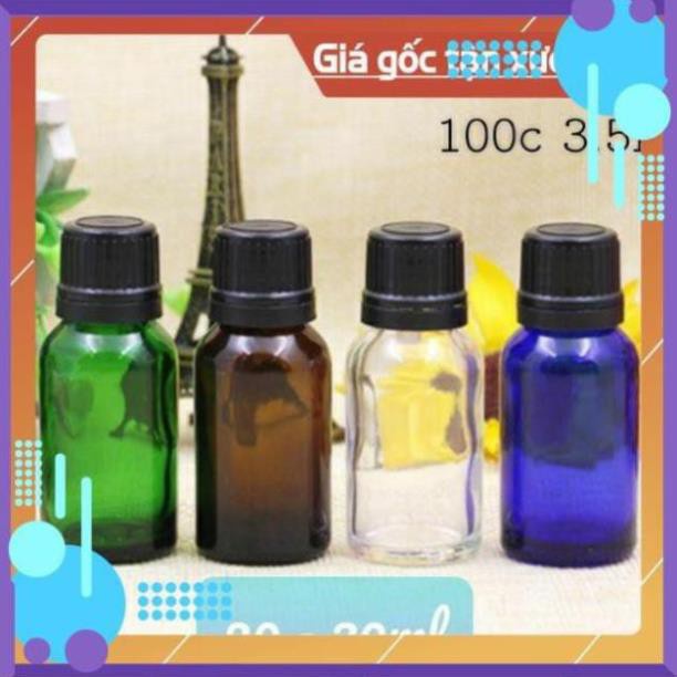 Lọ Chiết Serum ❤ RẺ VÔ ĐỊCH ❤ [15ml,20ml,30ml] Lọ đựng tinh dầu thủy tinh nắp vặn đen , lọ chiết tinh dầu .