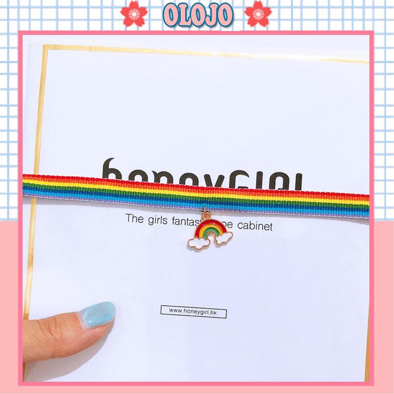 Vòng Tay Dây Xích Mặt Hình Mặt Cười Màu Cầu Vồng Dễ Thương