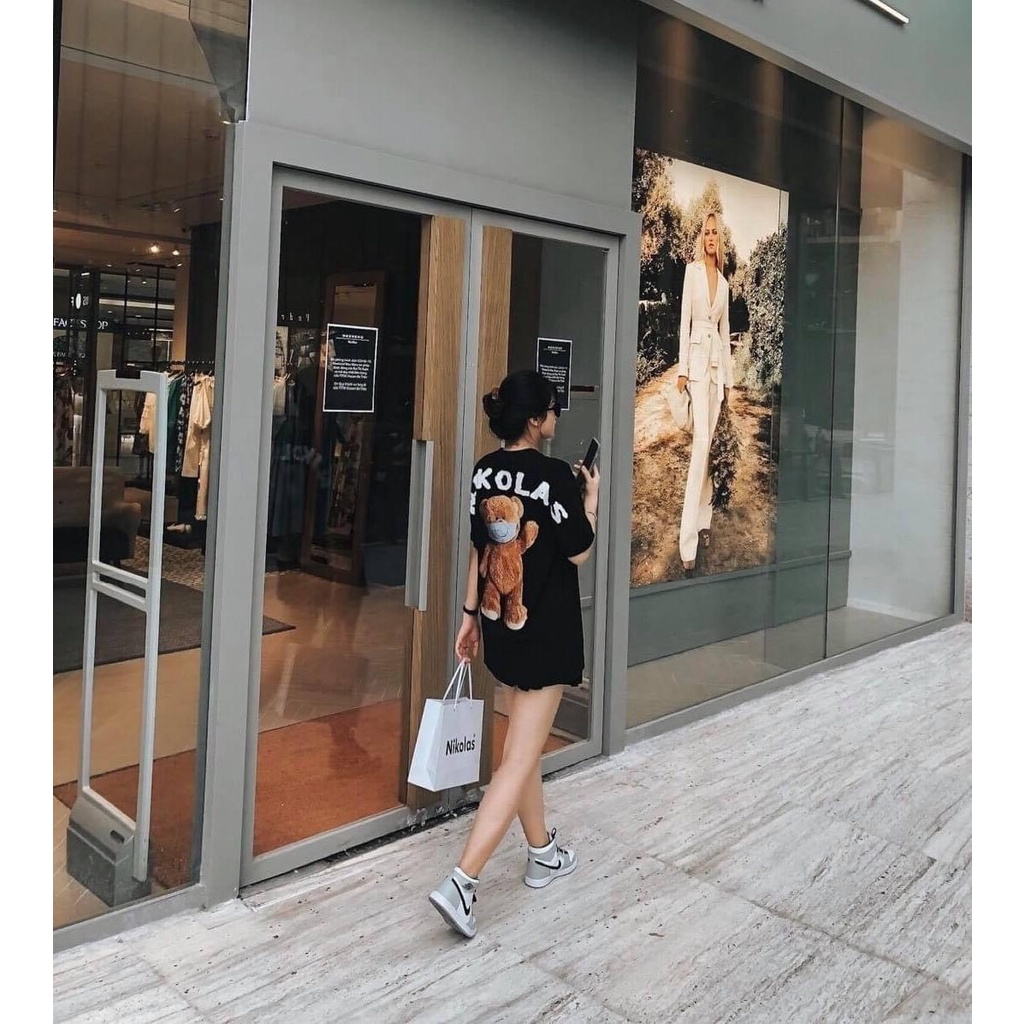 Áo Thun Nam Nữ Unisex Áo Phông form rộng tay ngắn giấu quần, trùm mông, vải cotton Gấu Teddy Mask Nikolas - shop.lucas | BigBuy360 - bigbuy360.vn