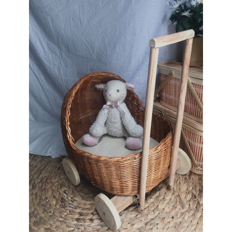 Props - Phụ kiện chụp hình và trang trí phòng dành cho bé siêu xinh xắn - Xe đẩy bằng mây