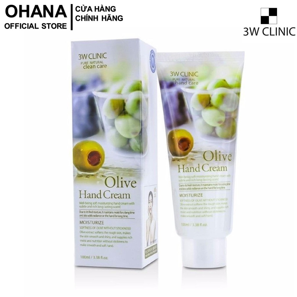 Kem Dưỡng Da Tay Olive 3W Clinic Olive Hand Cream 100ml