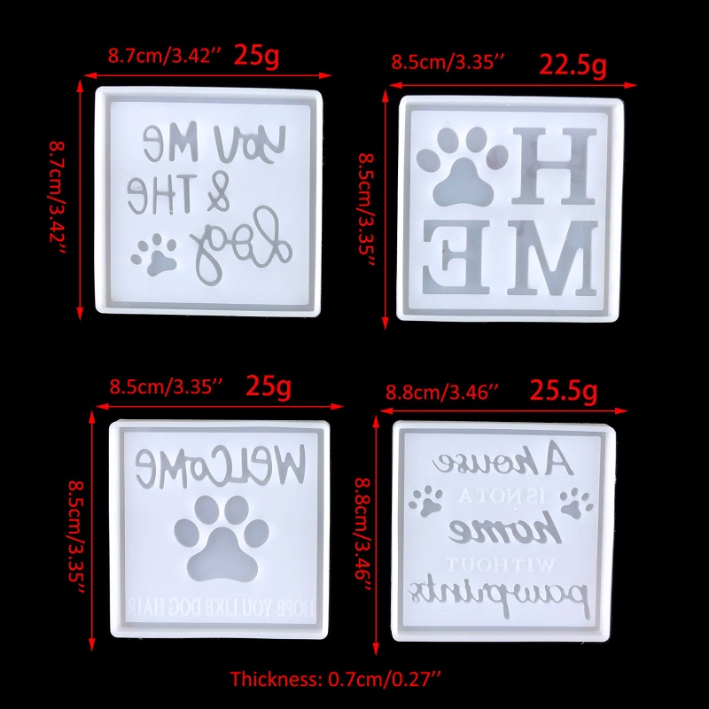 Khuôn Silicone Làm Đế Lót Ly Hình Dấu Chân Chó Dag DIY