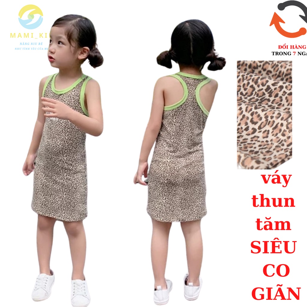 váy xinh cho bé gái 2 dây da báo CỰC NGẦU 12-40kg, mamikid