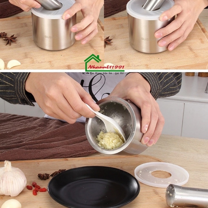 Bộ Chày Cối Inox 304 - Hàng Cao Cấp Không Vết Hàn - Bảo Hành Trọn Đời Không Han Gỉ