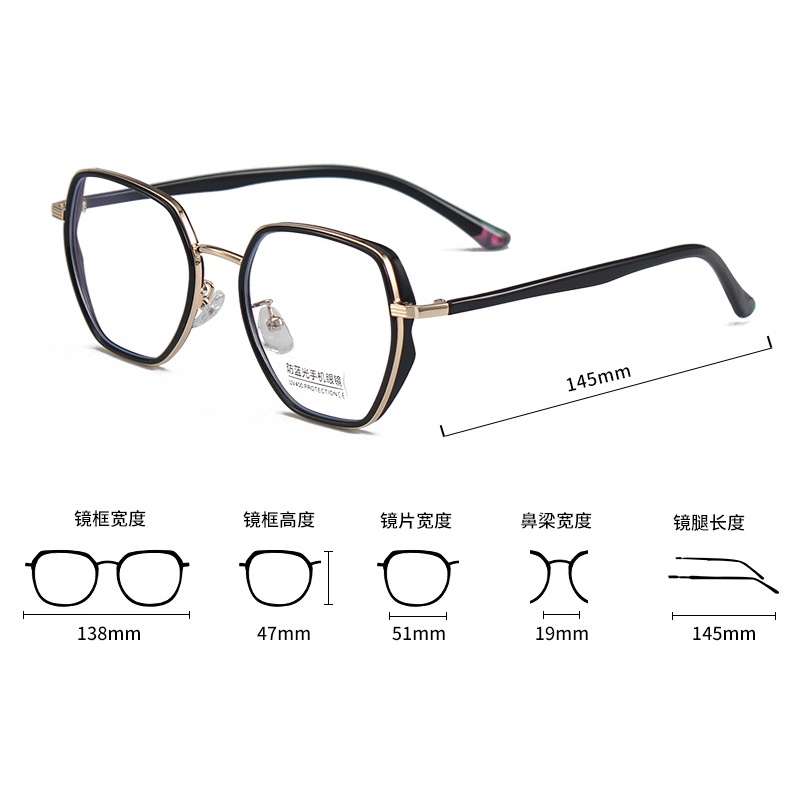 Mắt Kính Gọng Đa Giác Trong Suốt Chống Ánh Sáng Xanh Thời Trang Cho Nam Nữ Jz2061 | BigBuy360 - bigbuy360.vn