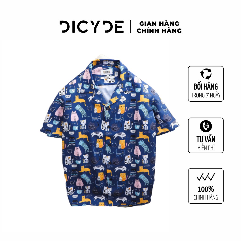 áo đôi nam nữ form rộng sơ mi Xanh họa tiết  DICYDE VI1.CN.N.UD.01 cao cấp