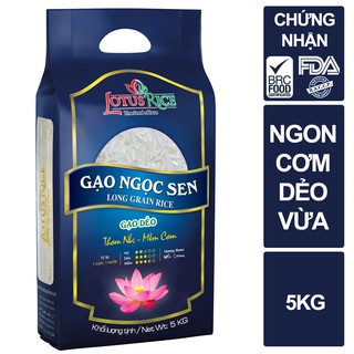 Mã BMBAU50 giảm 50K đơn 150K Gạo Ngọc Sen Lotus Rice 5kg - Cơm ngon dẻo vừa