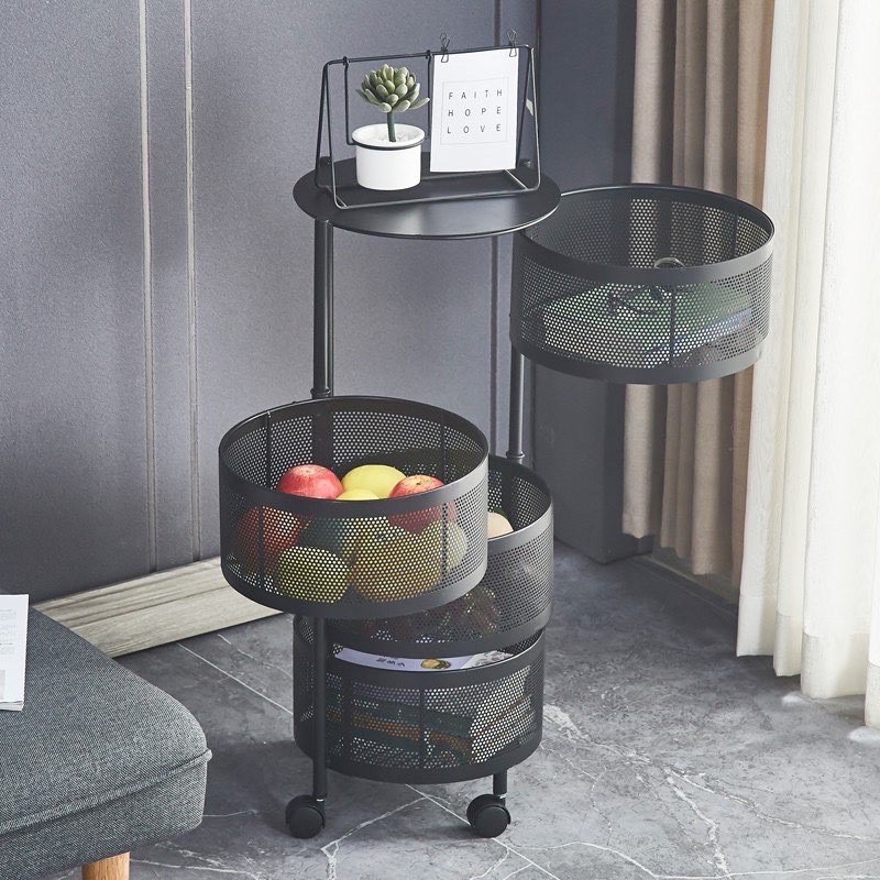 kệ bếp đa năng , kệ xoay tròn nhà bếp đựng rau củ quả có bánh xe 3 4 5 tầng chắc chắn tiện lợi thông minh giá rẻ