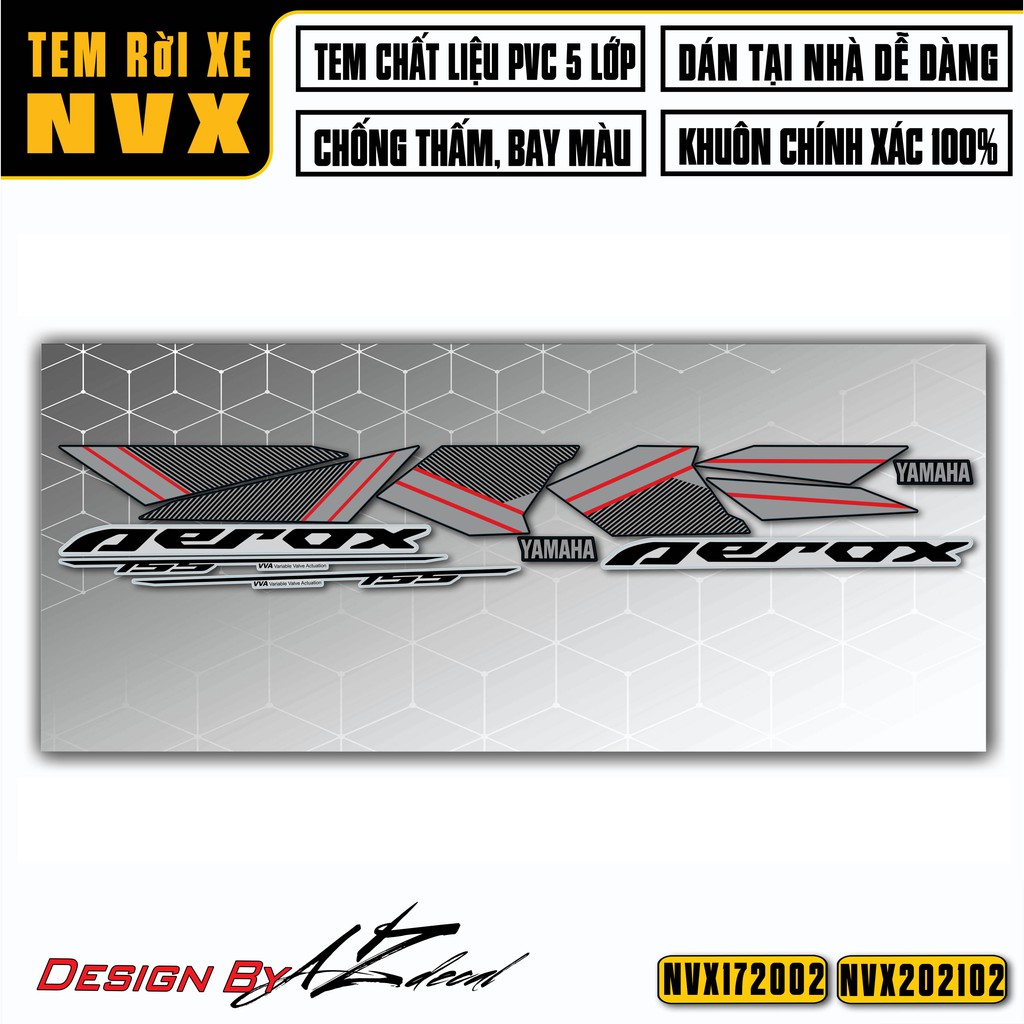 Tem NVX Aerox Cho Xe Màu Đen, Xanh, Trắng, Đỏ | NVX02 | Decal Chống Nước, Bền Màu Dán Xe NVX 2017 - 2021