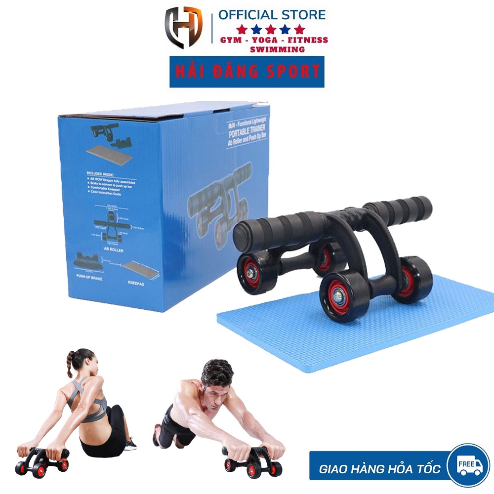 Con Lăn Tập Cơ Bụng 4 Bánh Tại nhà Giúp Cơ Bụng Săn Chắc