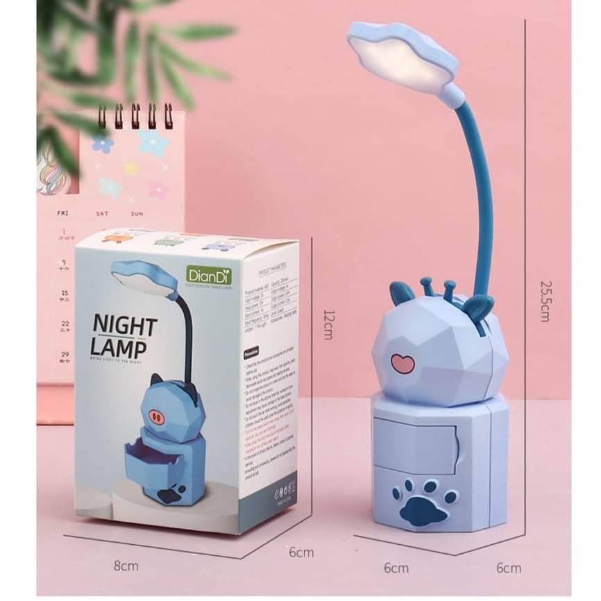 Đèn ngủ để bàn -đèn ngủ hình thú tích điện dễ thương có giá để điện thoại hoặc phụ kiện tiện lợi