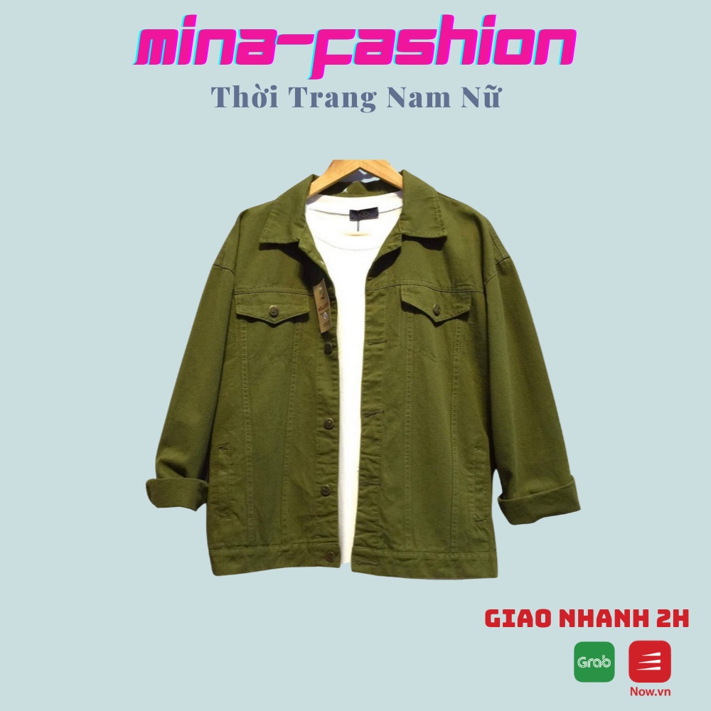 🌺FREESHIP 99K🌺️⚡Áo Khoác Jeans Kaki Dành Cho Nam Nữ AKKNA03️⚡ Mina-Fashion
