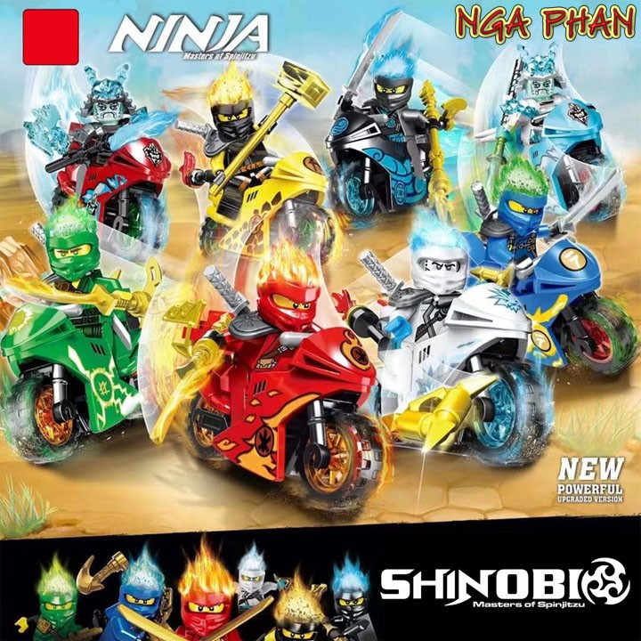 Combo 2 Ninja Siêu Khủng Cưỡi Mô Tô Ninjago Đồ Chơi Xếp Hình Lắp Ráp Lego PRCK