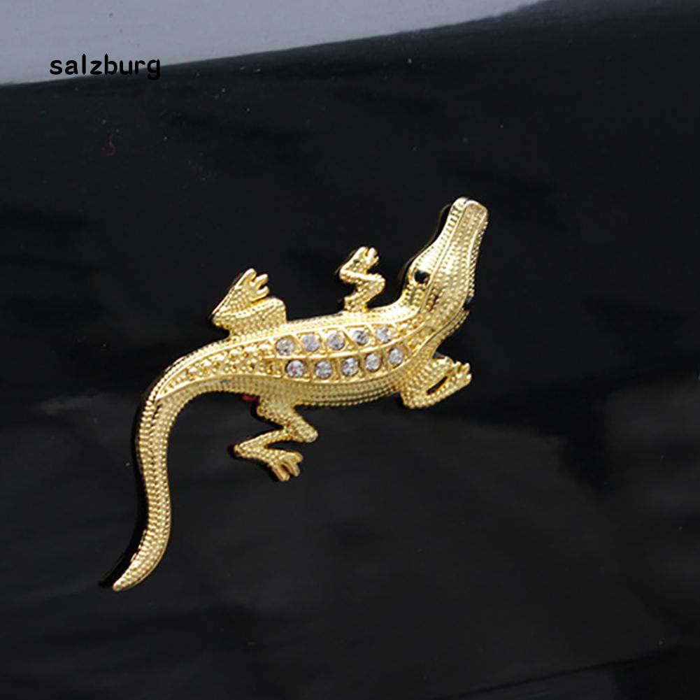 Tấm decal kim loại hình cá sấu 3D đính đá dán xe hơi