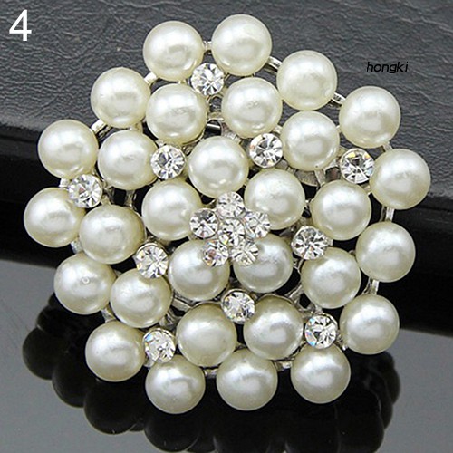 Ghim cài áo hình bông hoa phối ngọc trai giả thời trang cho nữ