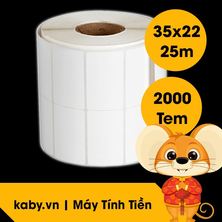 Giấy In Mã Vạch 2 Tem (Cuộn 2000 Tem) - Decal Nhiệt 2 Tem 35x22 mm - 72x22 mm