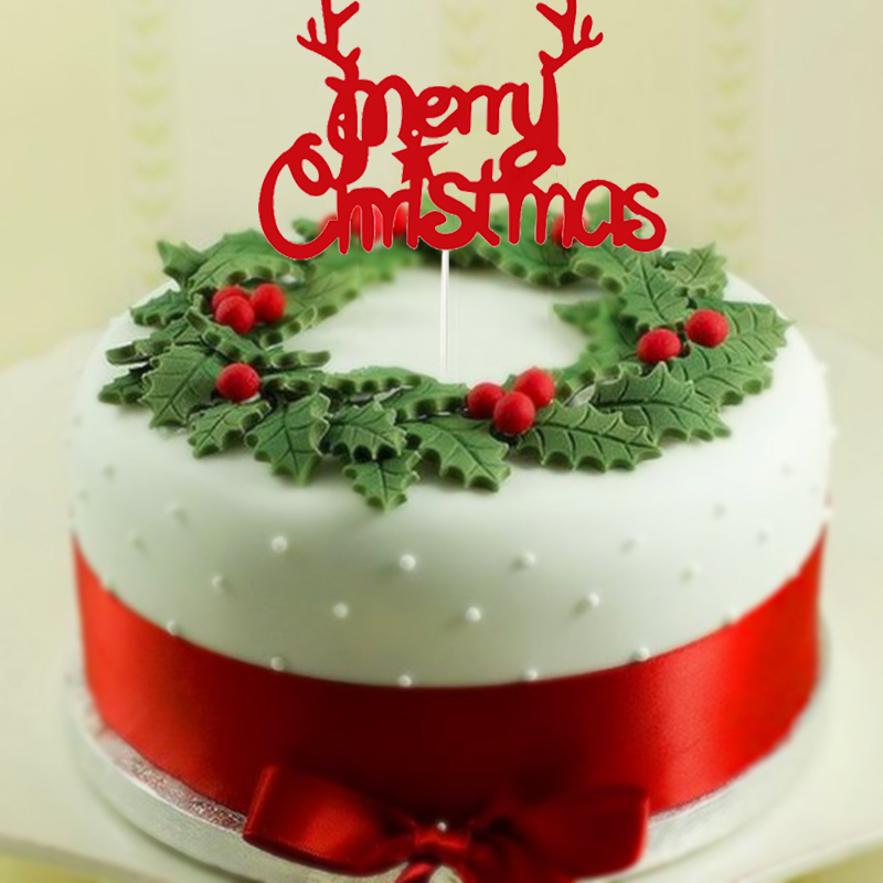Topper Trang Trí Bánh Kem Hình Chữ Merry Christmas
