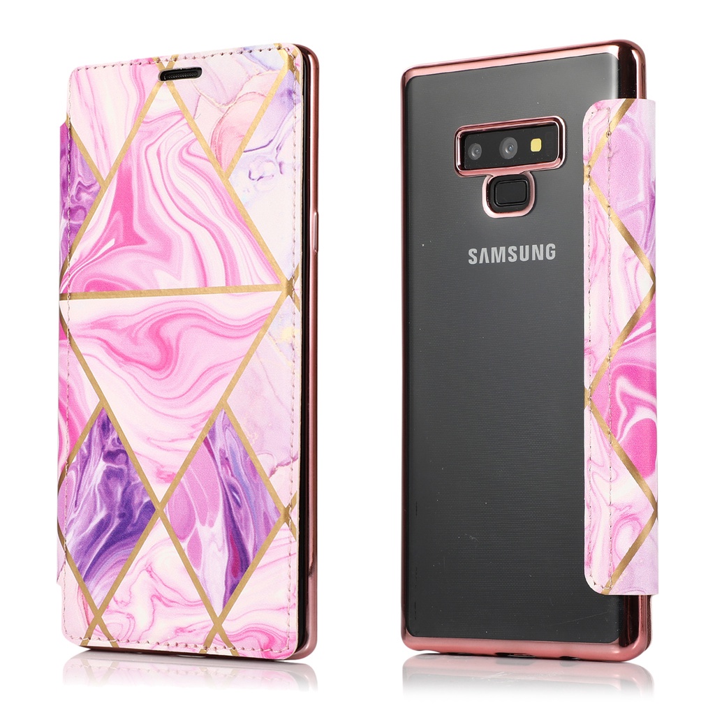 Bao da điện thoại PU nắp lật vân đá cẩm thạch có ngăn thẻ cho Samsung Galaxy S10 S9 S8 Plus S10+ S9+ S8+ S10E Note 9 8