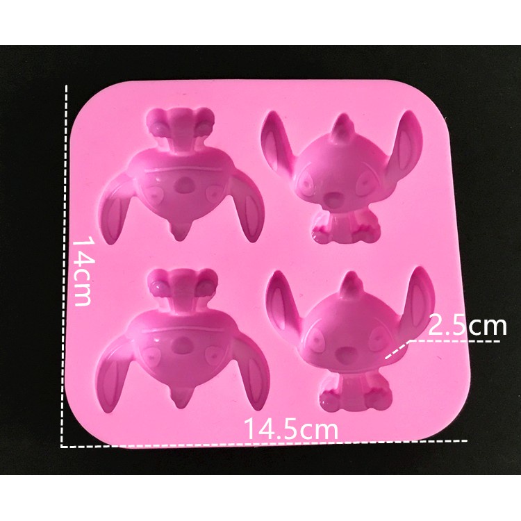Khuôn Làm Bánh 4 Ngăn Tạo Hình stitch Bằng Silicone DIY