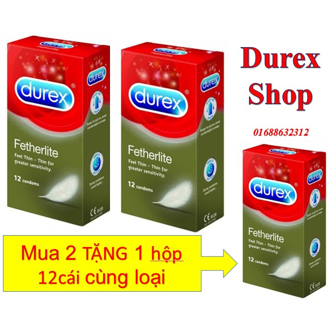 [Sỉ durex]Combo 3 hộp Bao cao su SIÊU MỎNG Durex Fetherlite- 36 cái