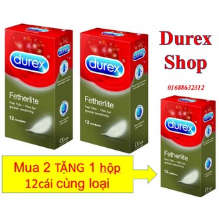 [Sỉ durex]Combo 3 hộp Bao cao su SIÊU MỎNG Durex Fetherlite- 36 cái