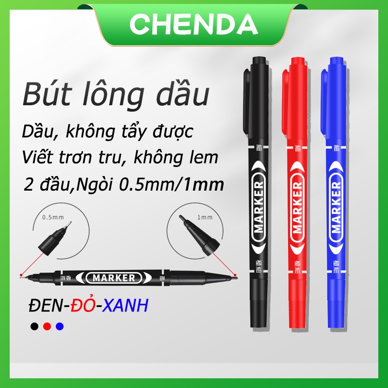 Bút lông dầu - Bút dạ kính viết đĩa CD Mo120 cao cấp màu xanh/đen/đỏ-2 đầu - không xóa được dùng cho văn phòng