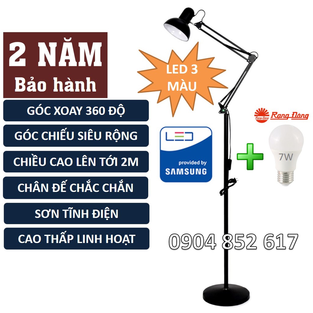 Đèn cây đứng Pixar Cao 2m tặng kèm bóng LED 3 màu Rạng Đông